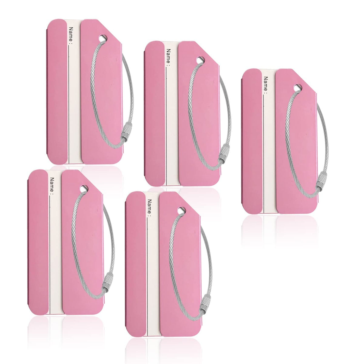 Aluminum Luggage Tags, Luggage Tag Holders for Travel Luggage Baggage Identifier by Ovener (2Pack Silver)