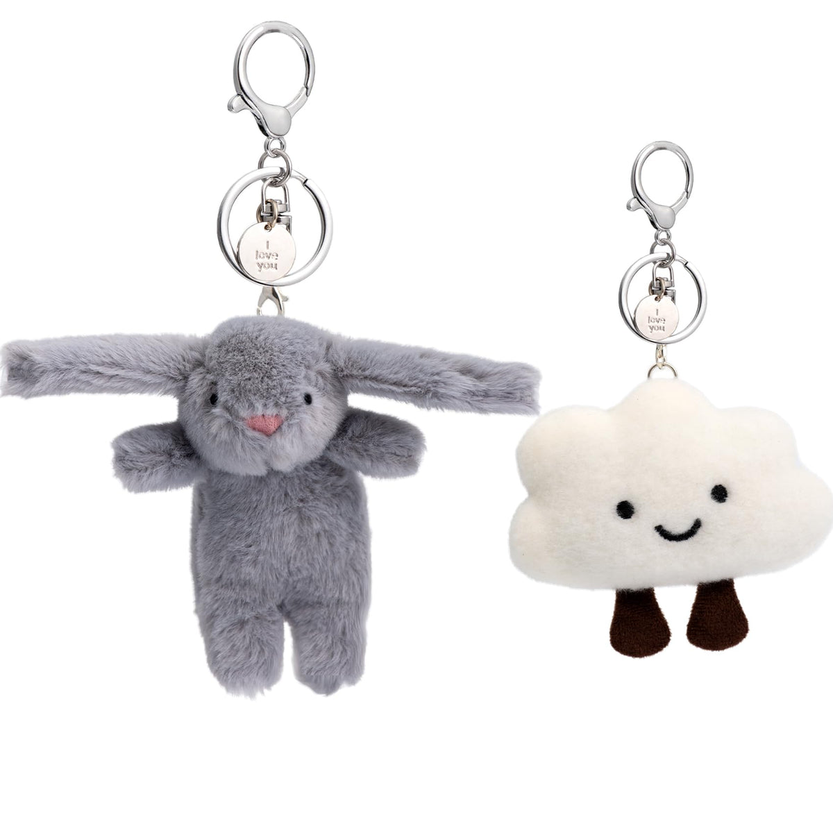 Cute Keychain Bunny Plush Rabbit Key Chain Smiling Cloud Keychains Women Bag Purse Backpack Charms