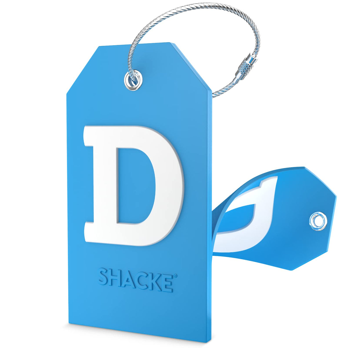 Shacke Initial Luggage Tag with Privacy Cover & Steel Loop (Orange, B)