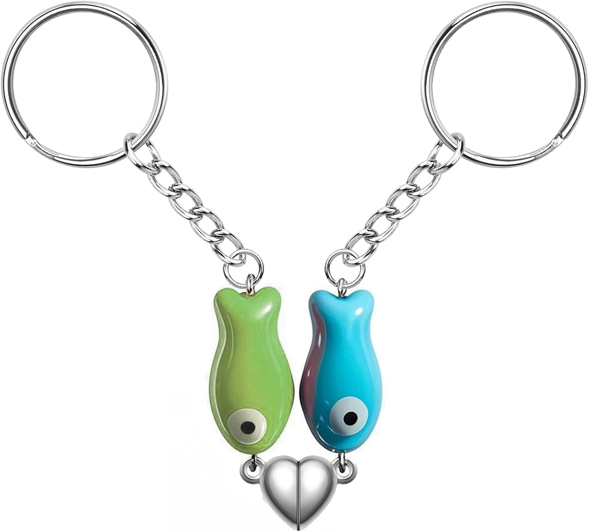 Agromusk Matching Heart Keychain,Cute Ceramic Fish Couples Stuff Keyrings