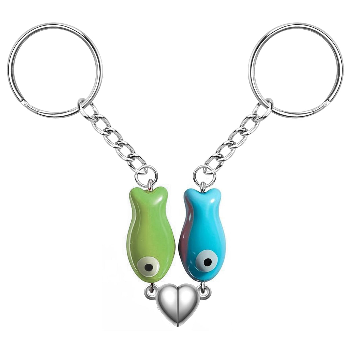 Agromusk Matching Heart Keychain,Cute Ceramic Fish Couples Stuff Keyrings