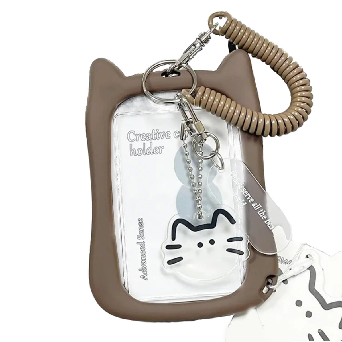 Lovely Card Covers Credit Card Case Protective Sleeve Photocard Holders Cats Ear Bus Card Protector Keychain Pendant