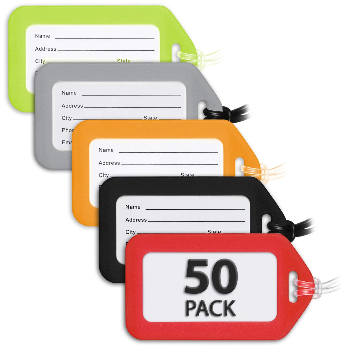 Luggage Tags for Suitcases - Assorted, 6 PK - TSA Approved Travel Tags