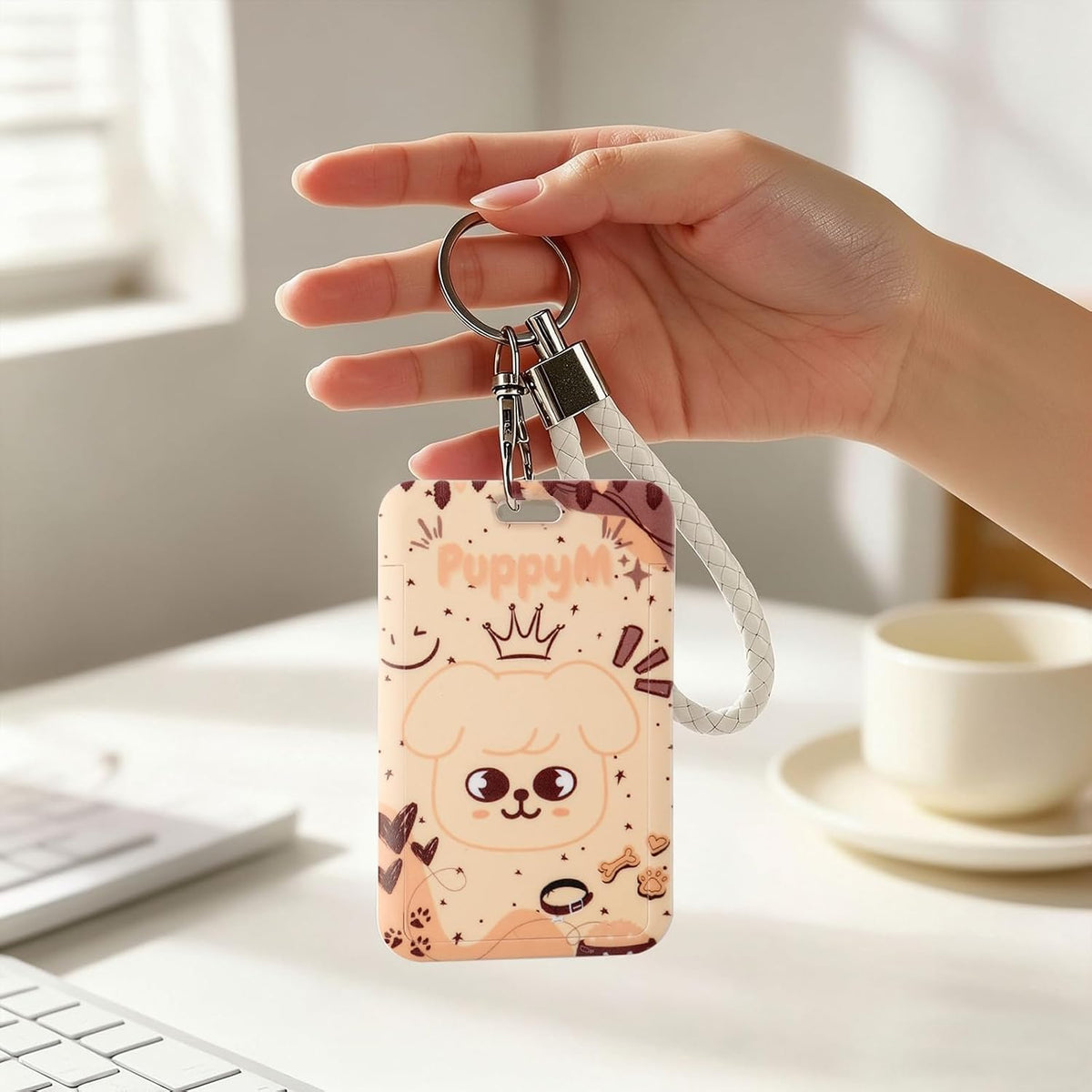 SK-Z Cartoon Photocard Holder with Lanyard, Cute Animal Themed Photocard Holder Keychain Hard Shell Protective Photo Sleeves