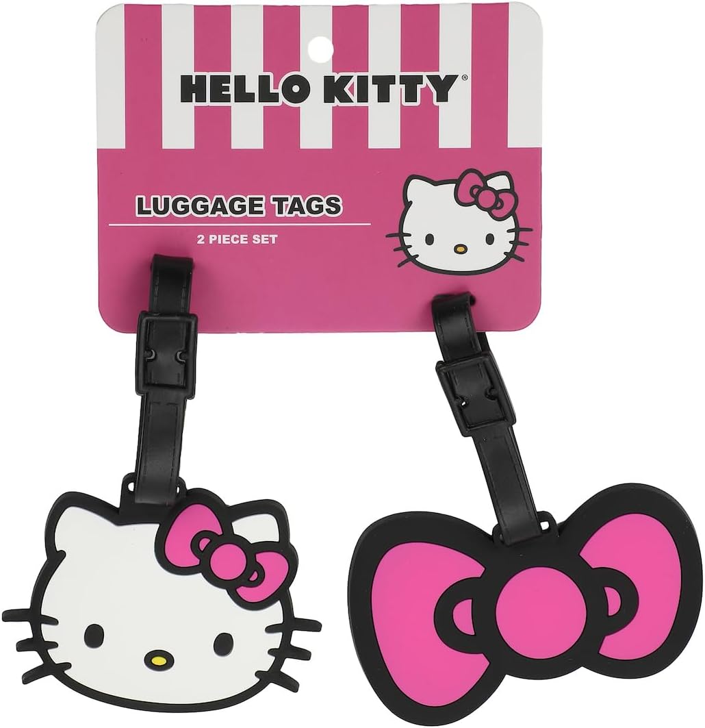 Hello Kitty 2pc Youth Luggage Tag Set - Molded Rubber with Printed ID Card