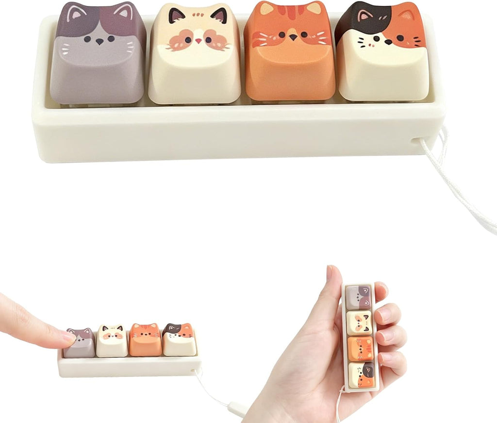 Cute Cat Keyboard Fidget Toy,Crisp Sound,Stress Relief Fidget Clicker Keychain,Creative Keycap Button, for Adults at Work, Travel, Home – Anxiety Relief & Focus Boost (Cat)