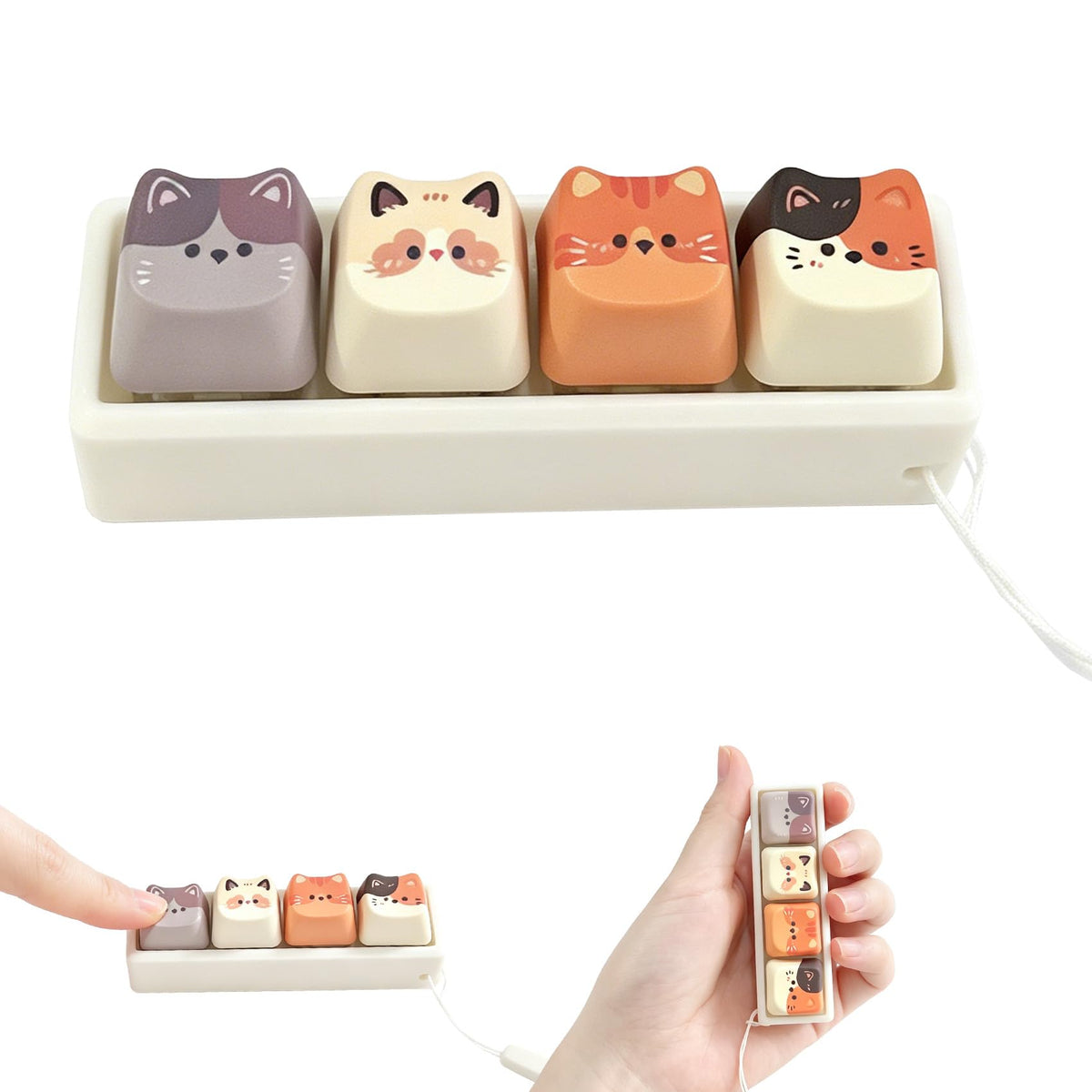 Cute Cat Keyboard Fidget Toy,Crisp Sound,Stress Relief Fidget Clicker Keychain,Creative Keycap Button, for Adults at Work, Travel, Home – Anxiety Relief & Focus Boost (Cat)