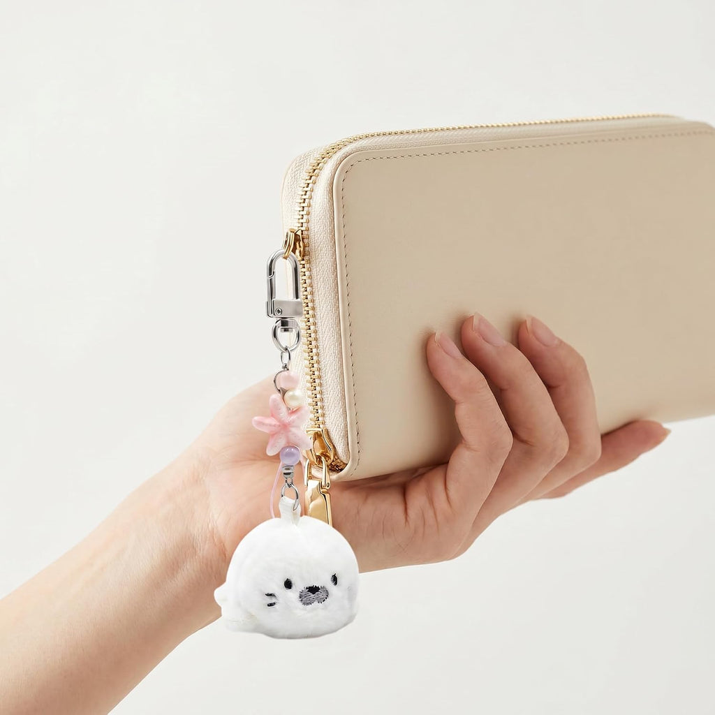 2 Pcs Matching Plush Keychain Adorable Cute Ocean Theme Stuff Bag Charm Womens Birthday Valentines Day Gift