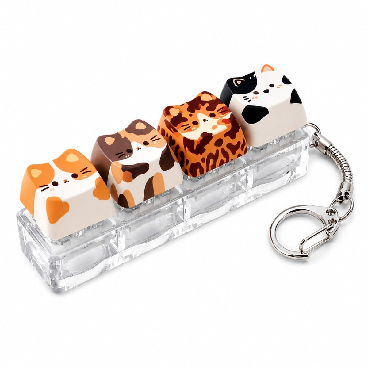 Cute Cat Keyboard Fidget Toy,Crisp Sound,Stress Relief Fidget Clicker Keychain,Creative Keycap Button, for Adults at Work, Travel, Home – Anxiety Relief & Focus Boost (Cat)