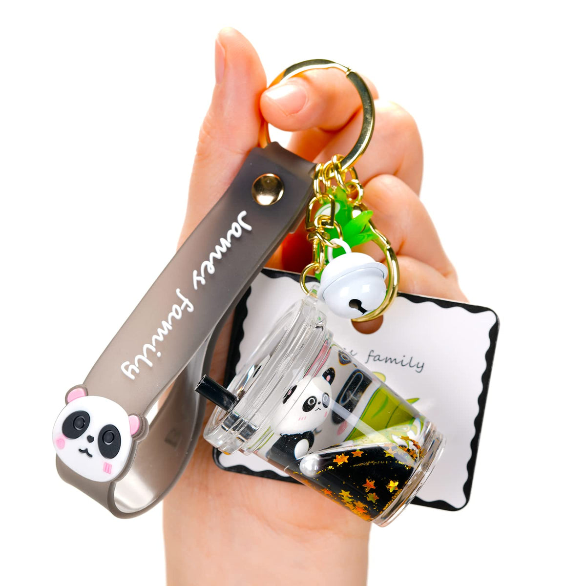 YOU WIZV Kawaii Bear Boba Keychain - Cute Liquid Water Charm for Backpacks, Adorable Gift for Women Boy Girls