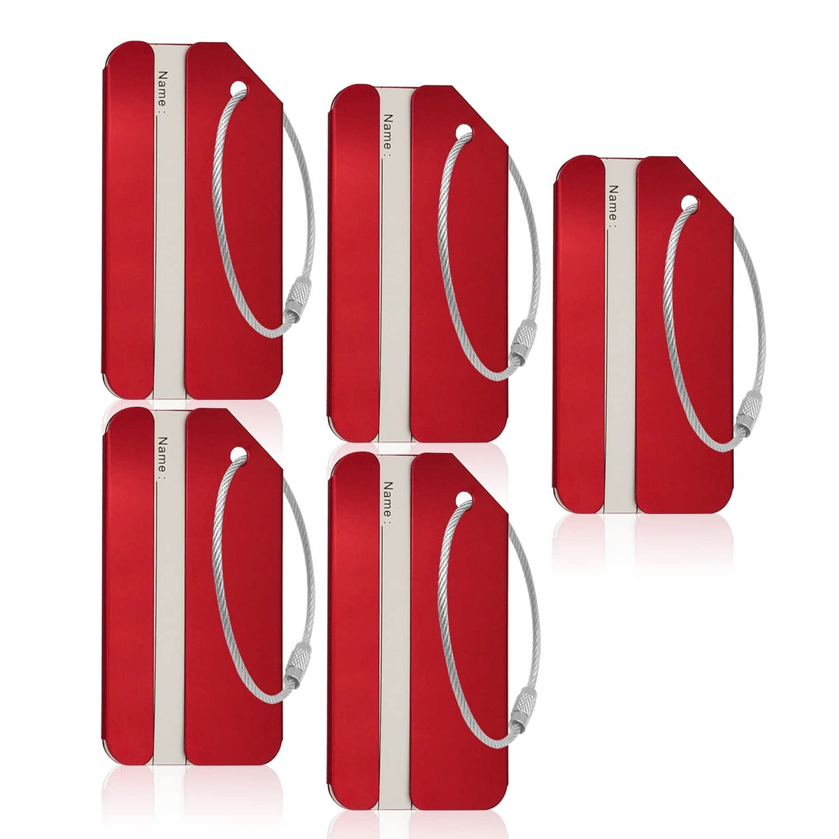 Aluminum Luggage Tags, Luggage Tag Holders for Travel Luggage Baggage Identifier by Ovener (2Pack Silver)