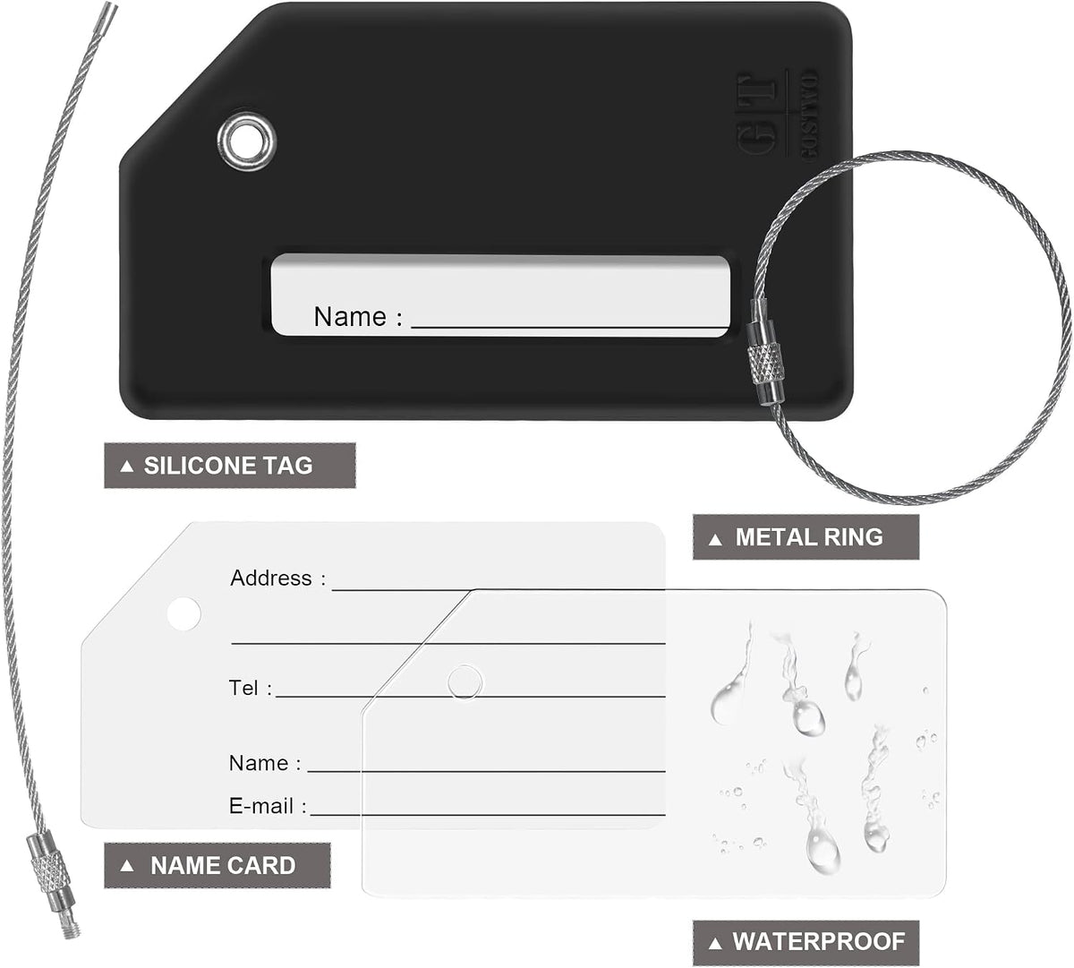 Gostwo 2 Pack Silicone Initial Luggage Tags for Suitcases Travel Essentials