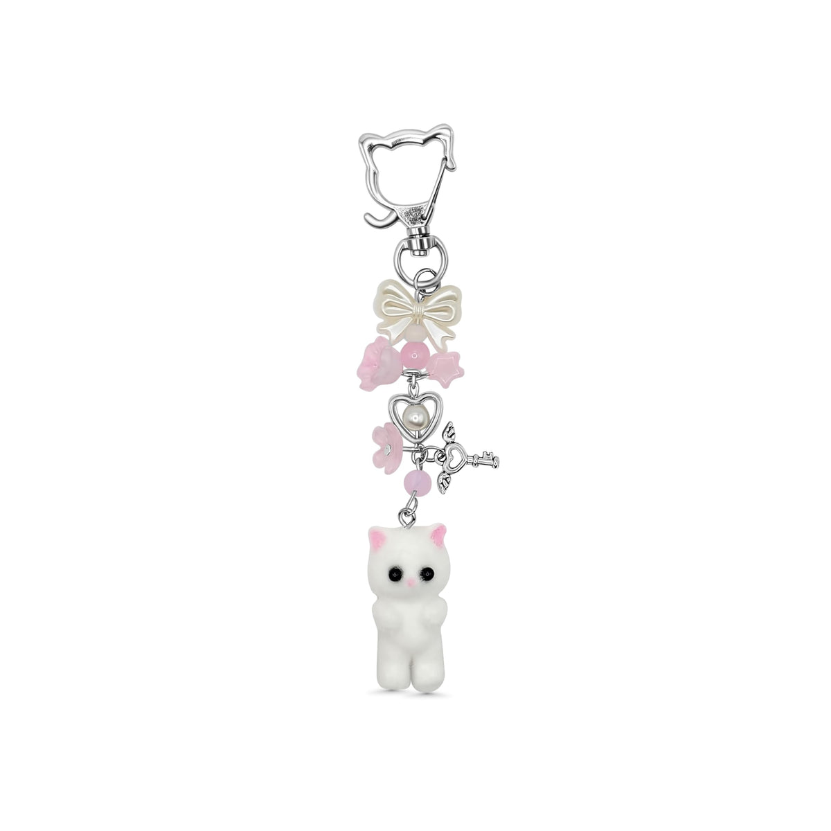 Keychain, Gifts for Animal & Anime Lovers, Y2K Heart Bow Pendant, Women Girls Kawaii Bag Charm