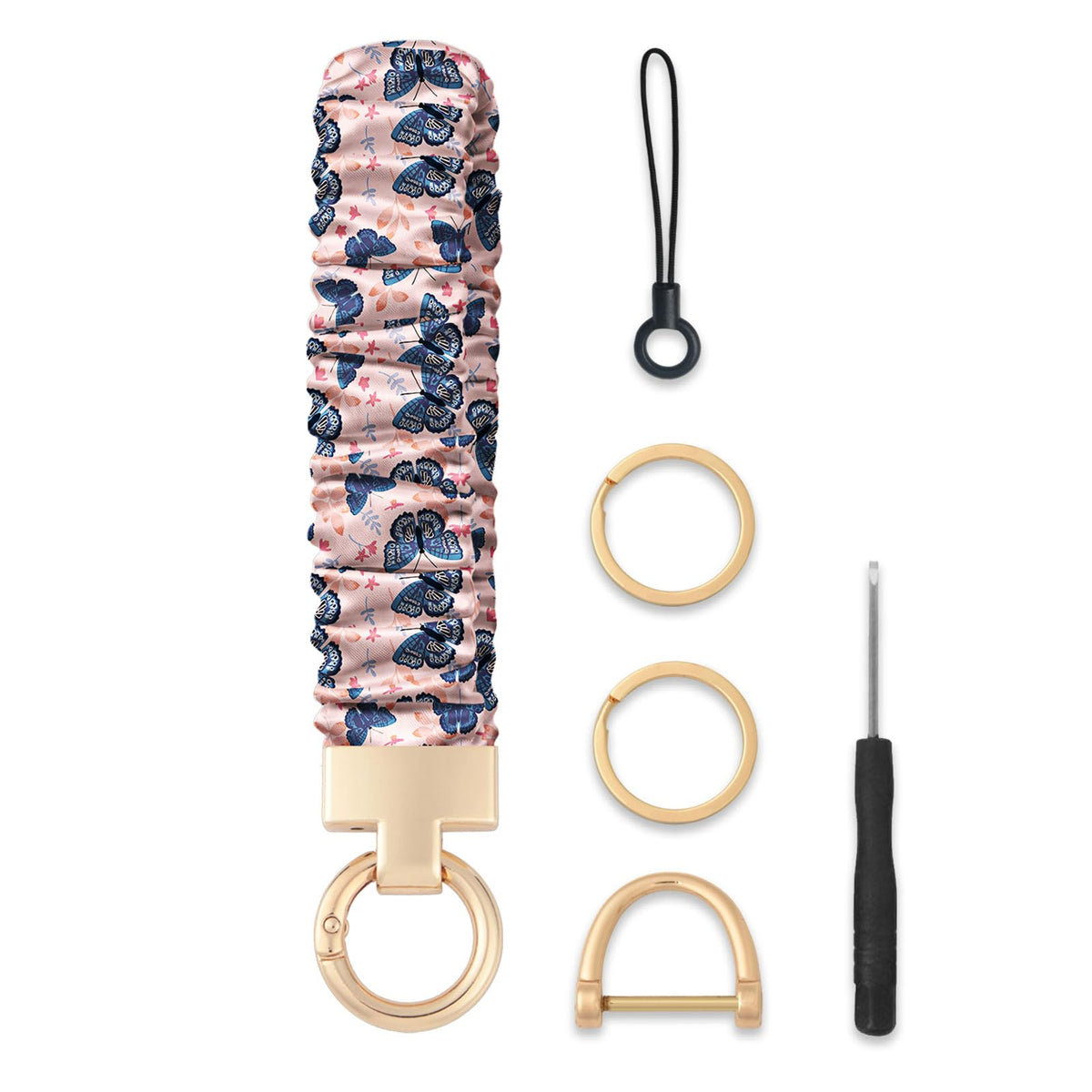 Seorsok Cute Striped Scrunchie Keychain Wristlet,Wristband Car Key Ring