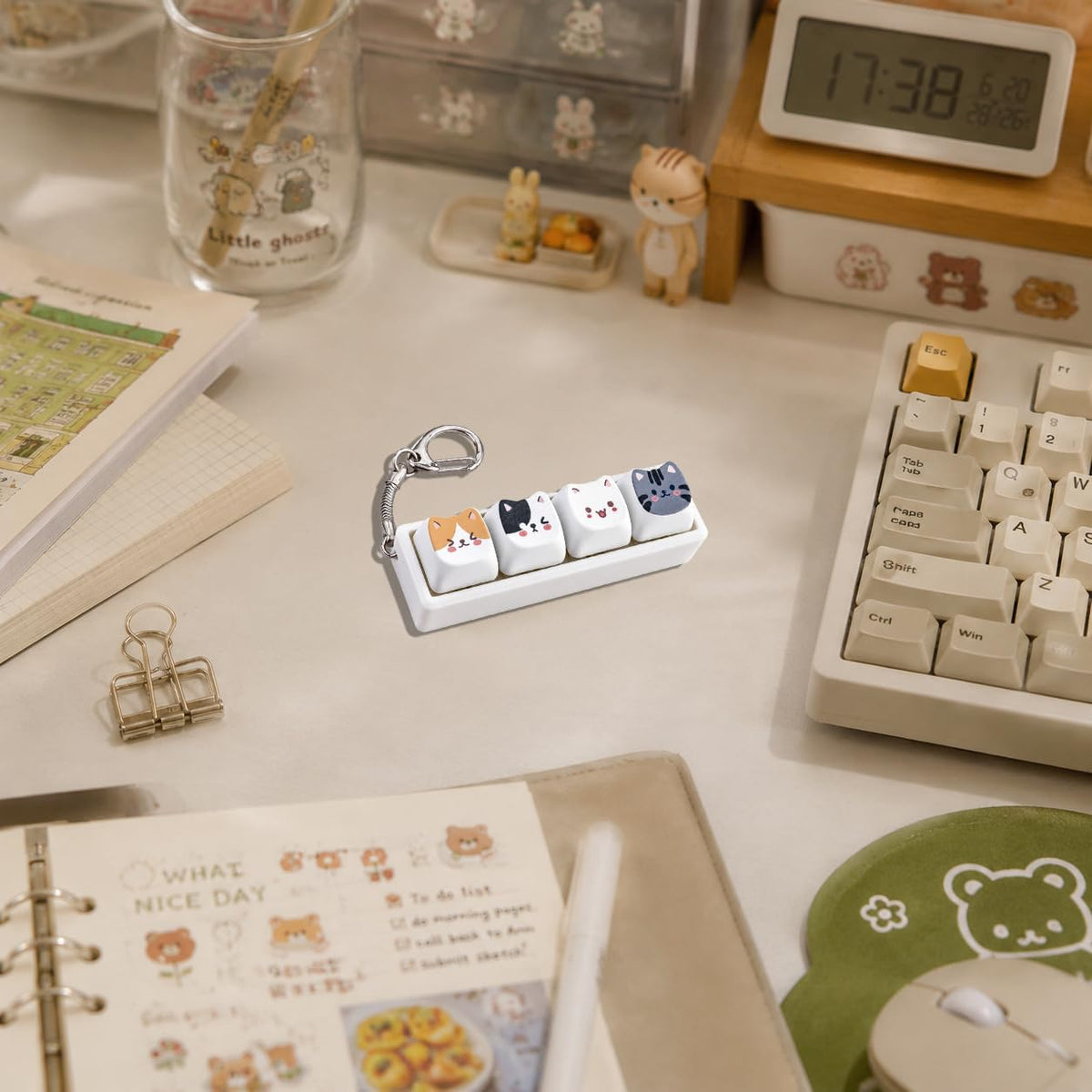 Cute Cat Keyboard Keychain Keyboard Clicker Keychain
