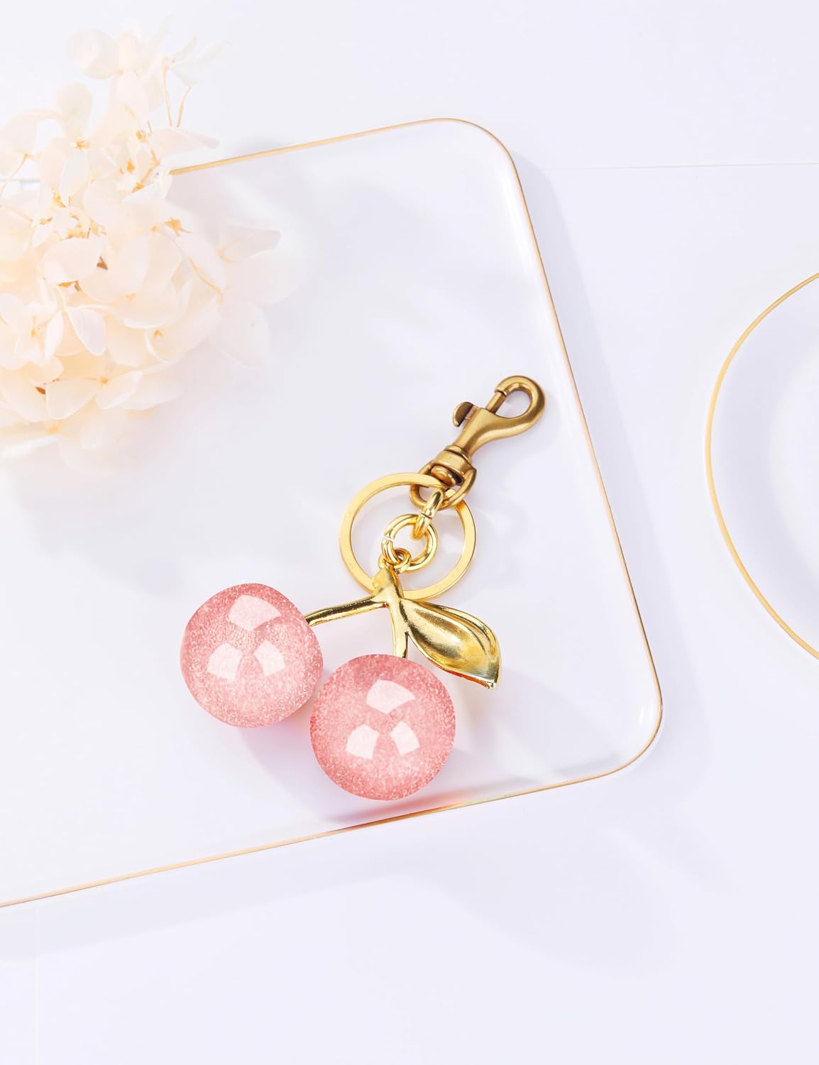 OVRUNS Cherry Bag Charm Cute Accessories Sparkling Purse Charms for Women