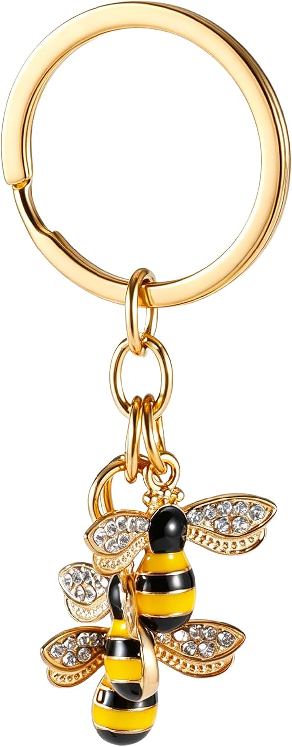 Bee Keychain, Honey Bee Charm Gift for Women
