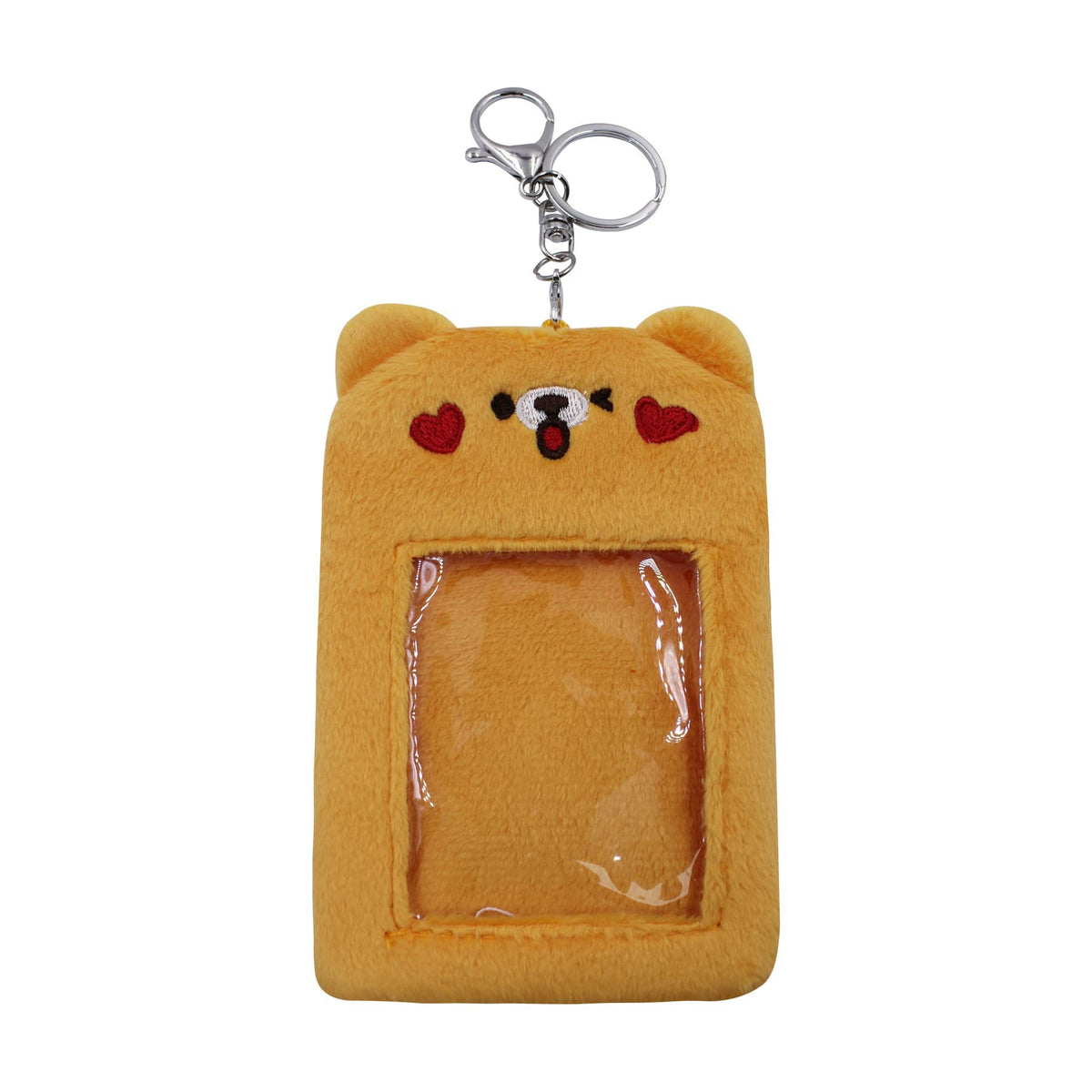 JUMISEE Cute Plush Kpop Photocard Holder with Keychain, Cartoon Bear Photo Sleeve ID Bank Credit Card Holder Protector