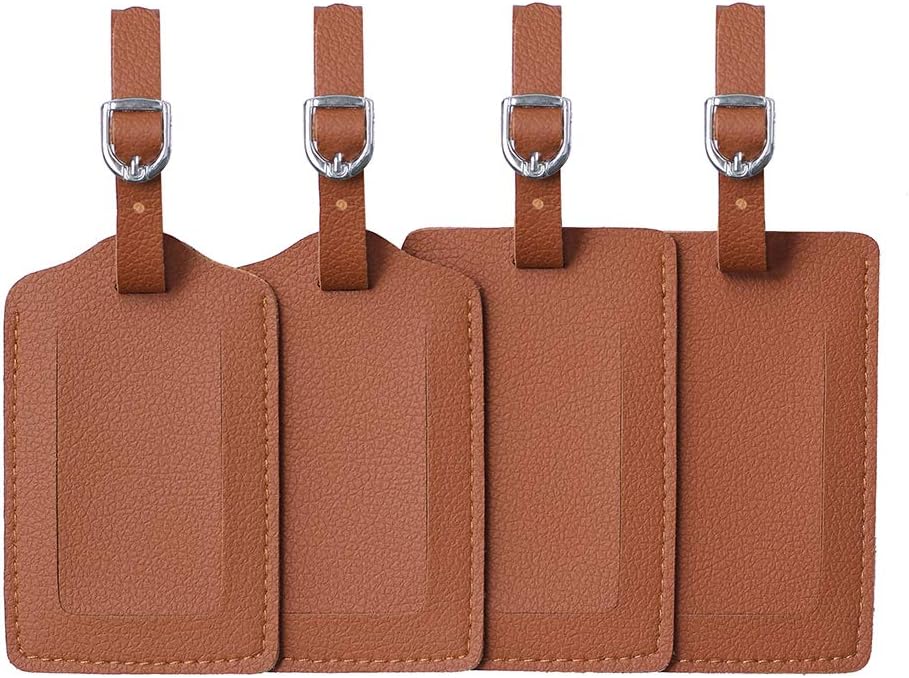 Vigorport Luggage Tags, Leather Personalized Suitcase Tag Set of 4 Pack