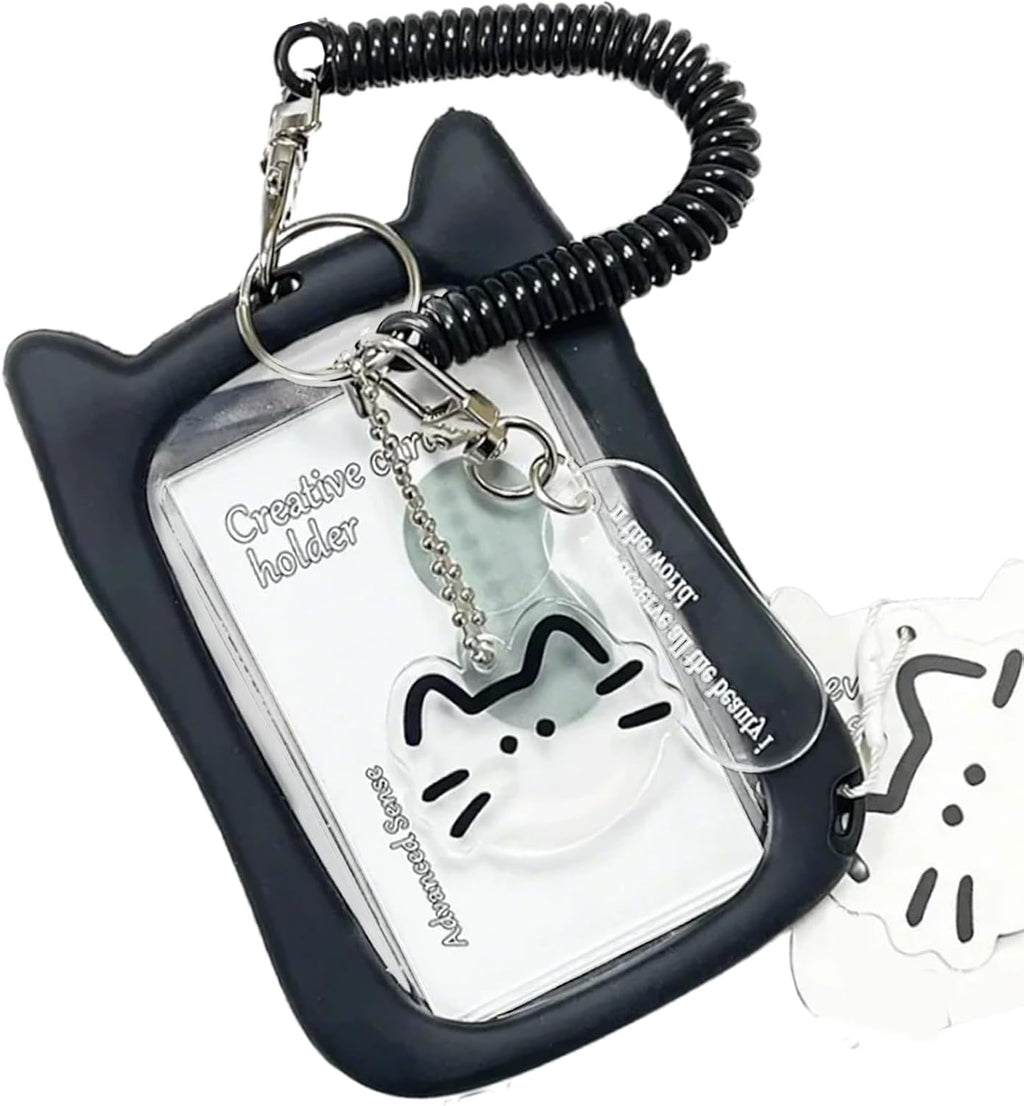 Lovely Card Covers Credit Card Case Protective Sleeve Photocard Holders Cats Ear Bus Card Protector Keychain Pendant