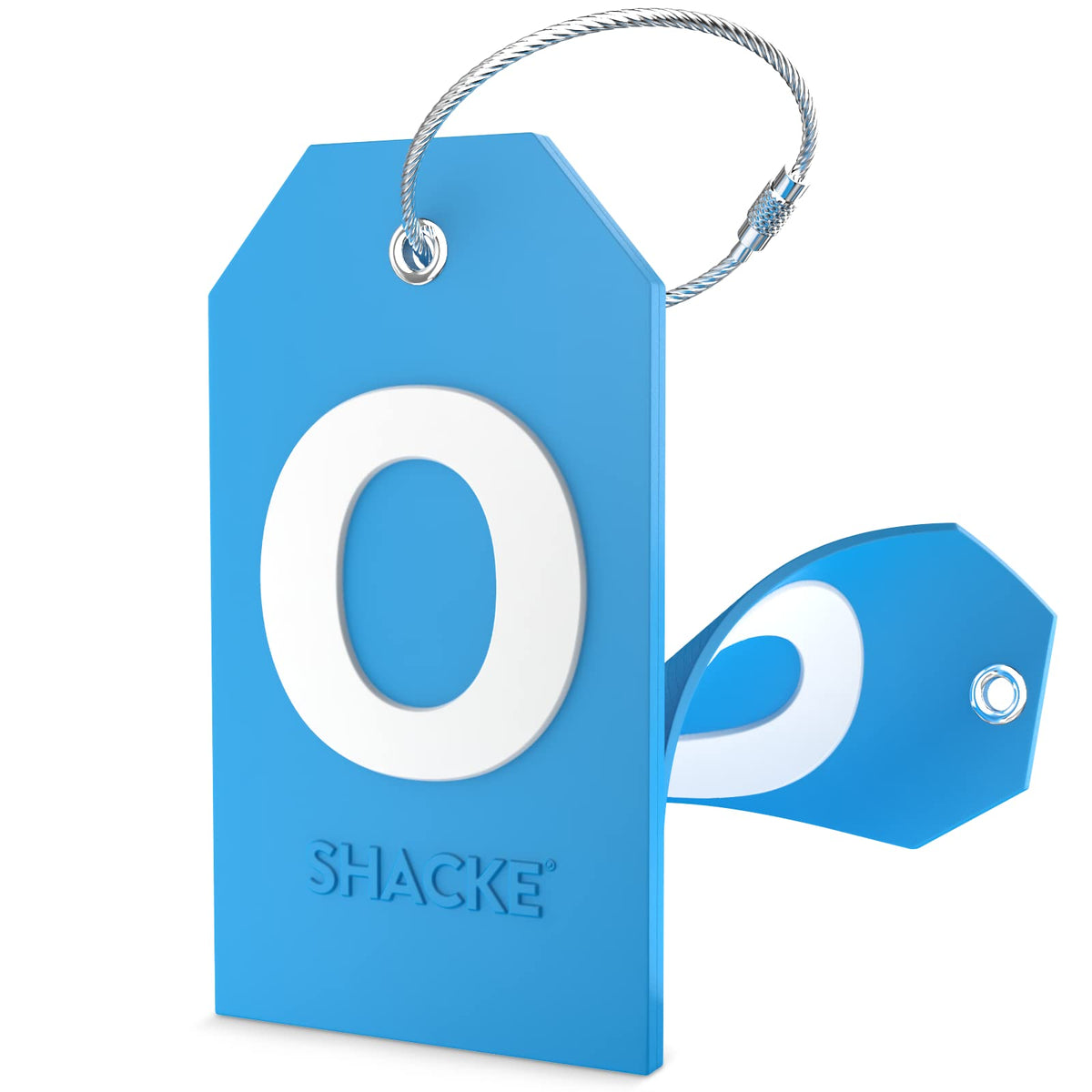 Shacke Initial Luggage Tag with Privacy Cover & Steel Loop (Orange, B)