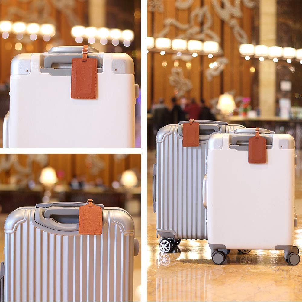 Vigorport Luggage Tags, Leather Personalized Suitcase Tag Set of 4 Pack