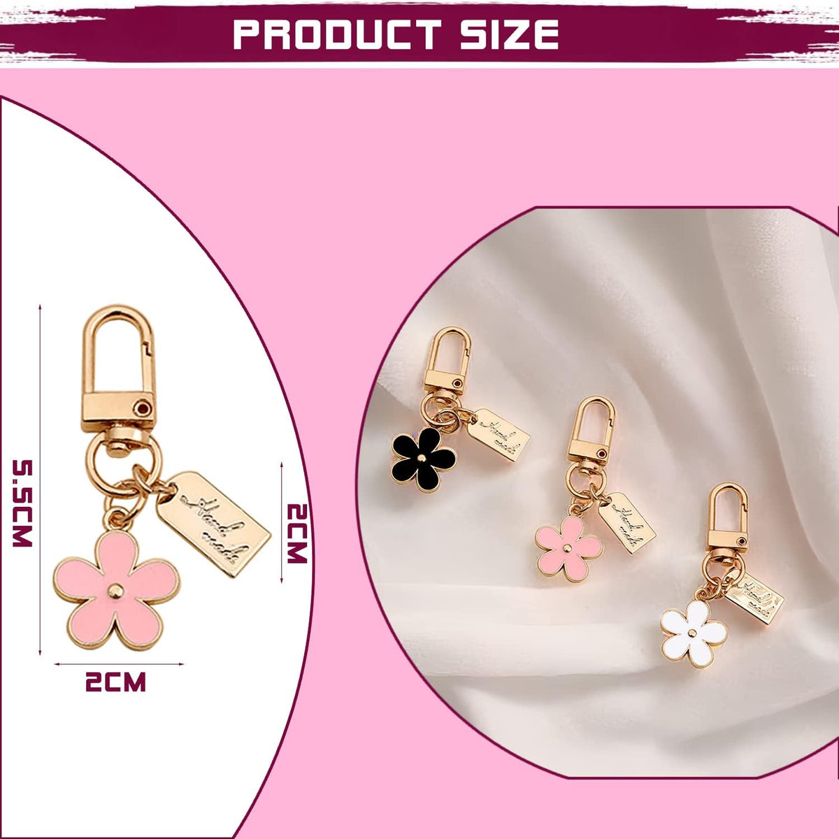 AGEN KGEN Cute Flower keychains for Women, Aesthetic Keychain Charms, Bag ＆ Purse Charms for Handbags ＆ Backpacks Accessories
