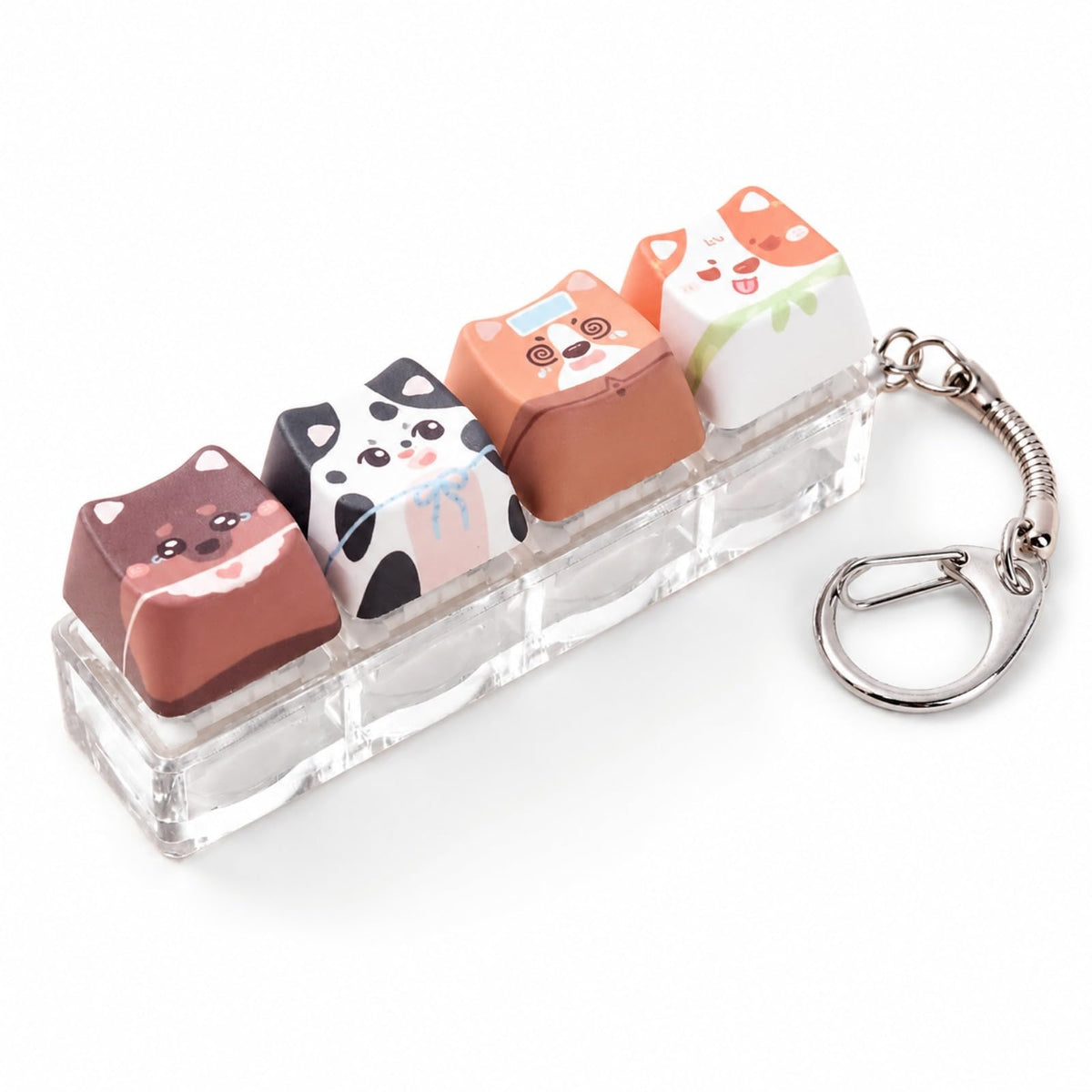 Cute Cat Keyboard Fidget Toy,Crisp Sound,Stress Relief Fidget Clicker Keychain,Creative Keycap Button, for Adults at Work, Travel, Home – Anxiety Relief & Focus Boost (Cat)