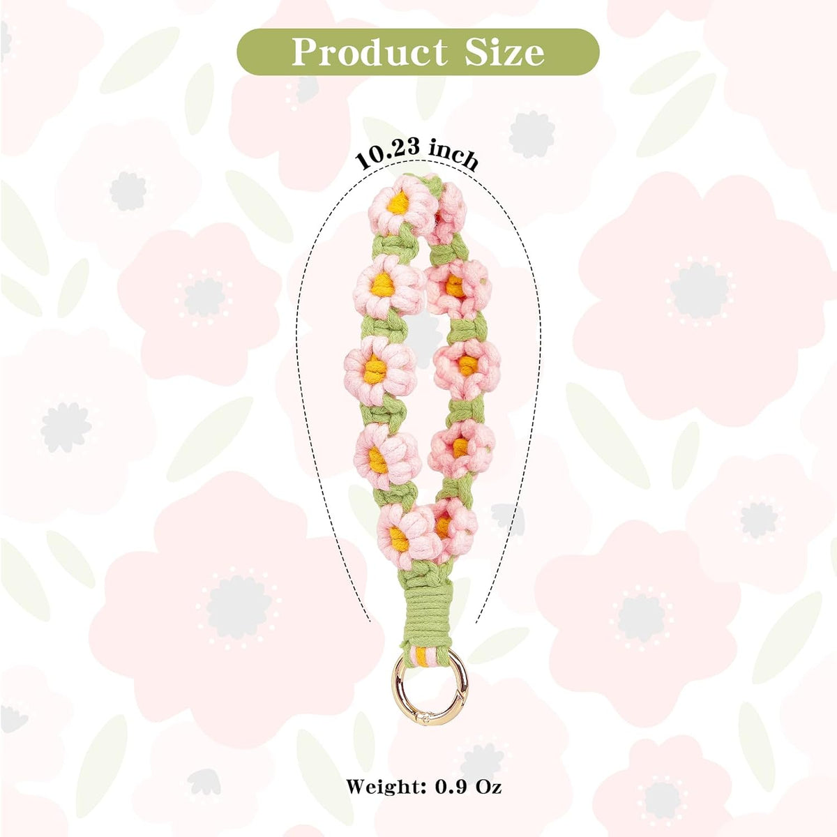 elephtree Boho Macrame Keychain Wristlet Keychain Weave Exquisite Keyring Holder Bracelet Handmade Wrist Lanyard for Women