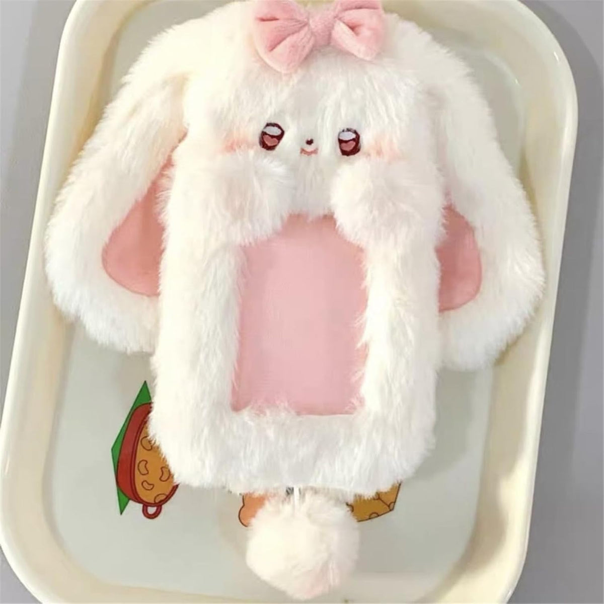 Plush Photocard Holder Bus Card Protector Lovely Cartoon Rabbits Photo Sleeve Credit Card Holder For Woman Girl Cartoon Rabbi