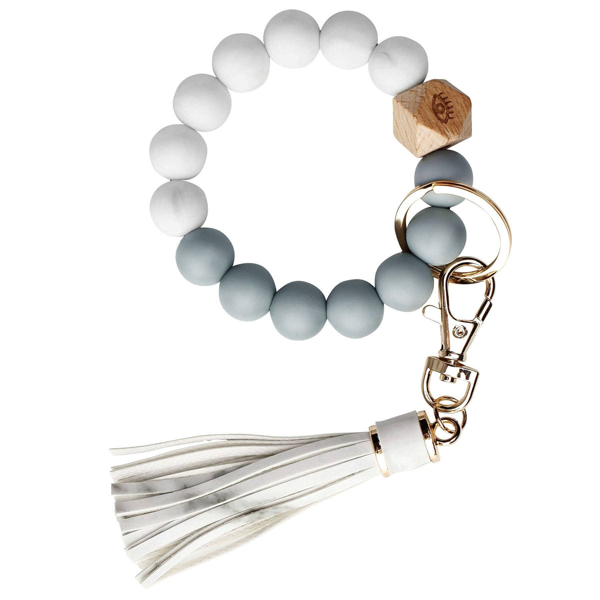 BIHRTC Key Ring Bracelet Car Keychain Holder Wristlet Silicone Women Beaded Bangle Chains