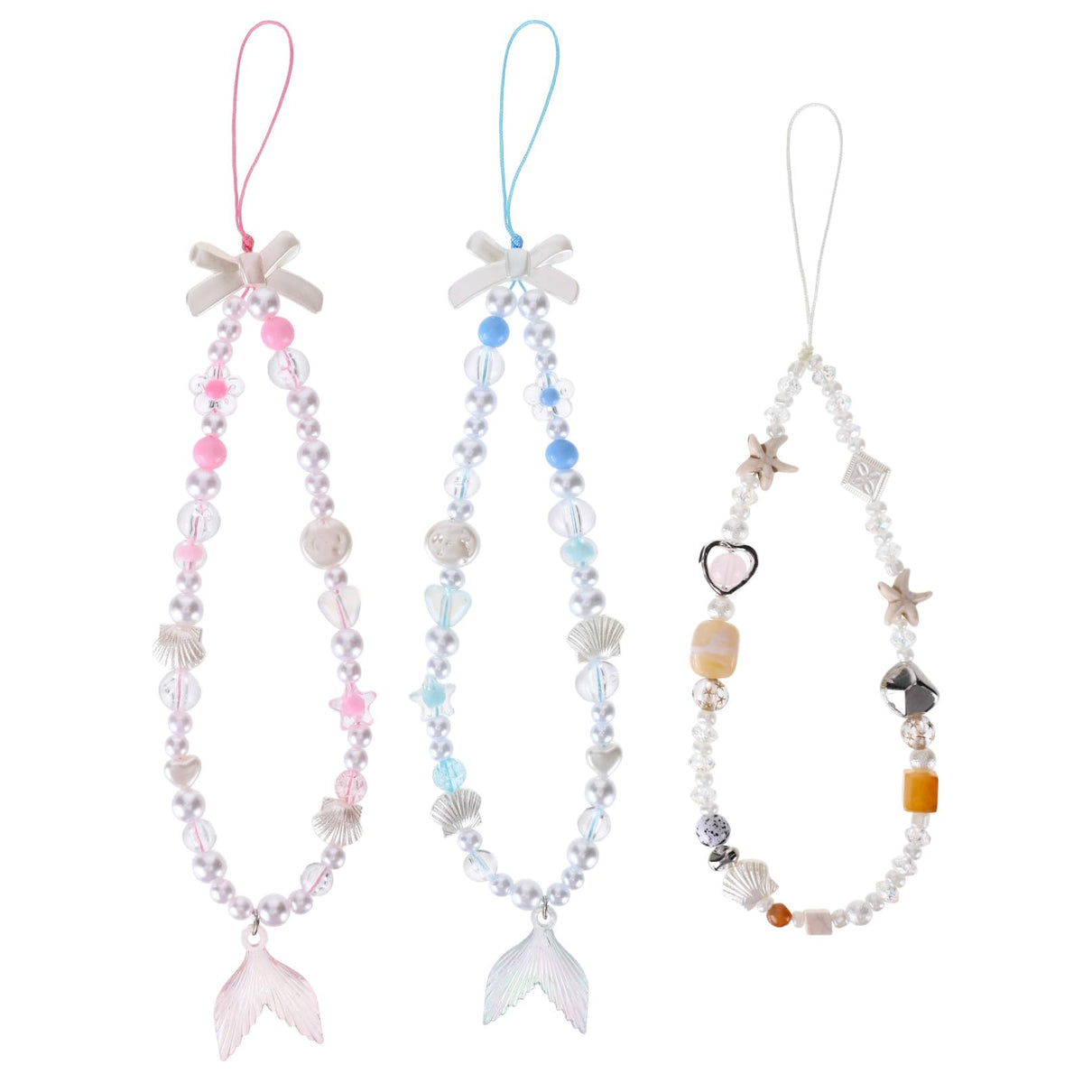Pink Beaded Phone Wrist Straps, Y2K Phone Case Charms Camera Charm Strap, Lanyard Keychain Wristlet Aesthetic Cellphone Charm