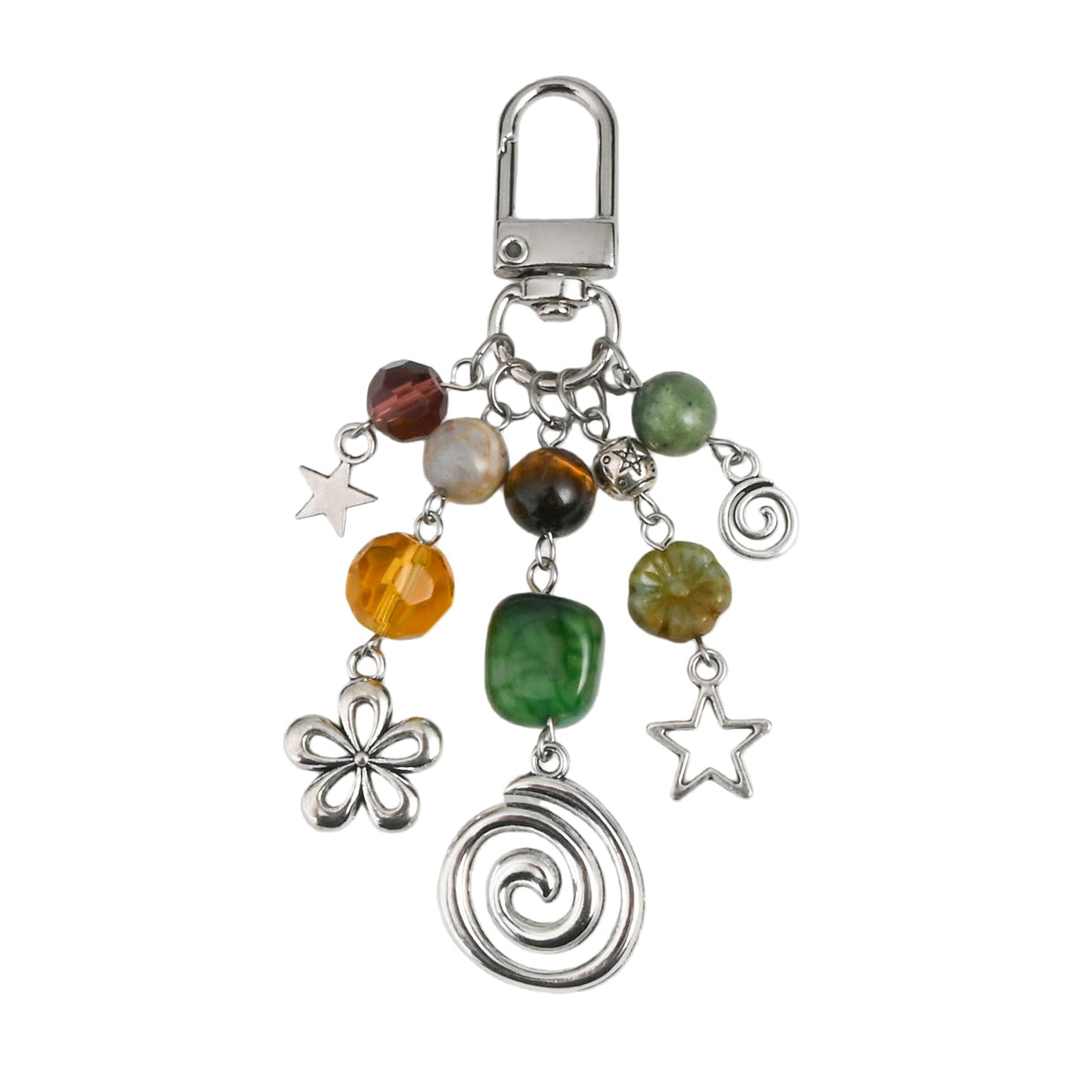 Boho Y2K Keychain Aesthetic Cute Beaded Bag Charm Hippie Stone Crystal Purse Charms Accessory Gifts
