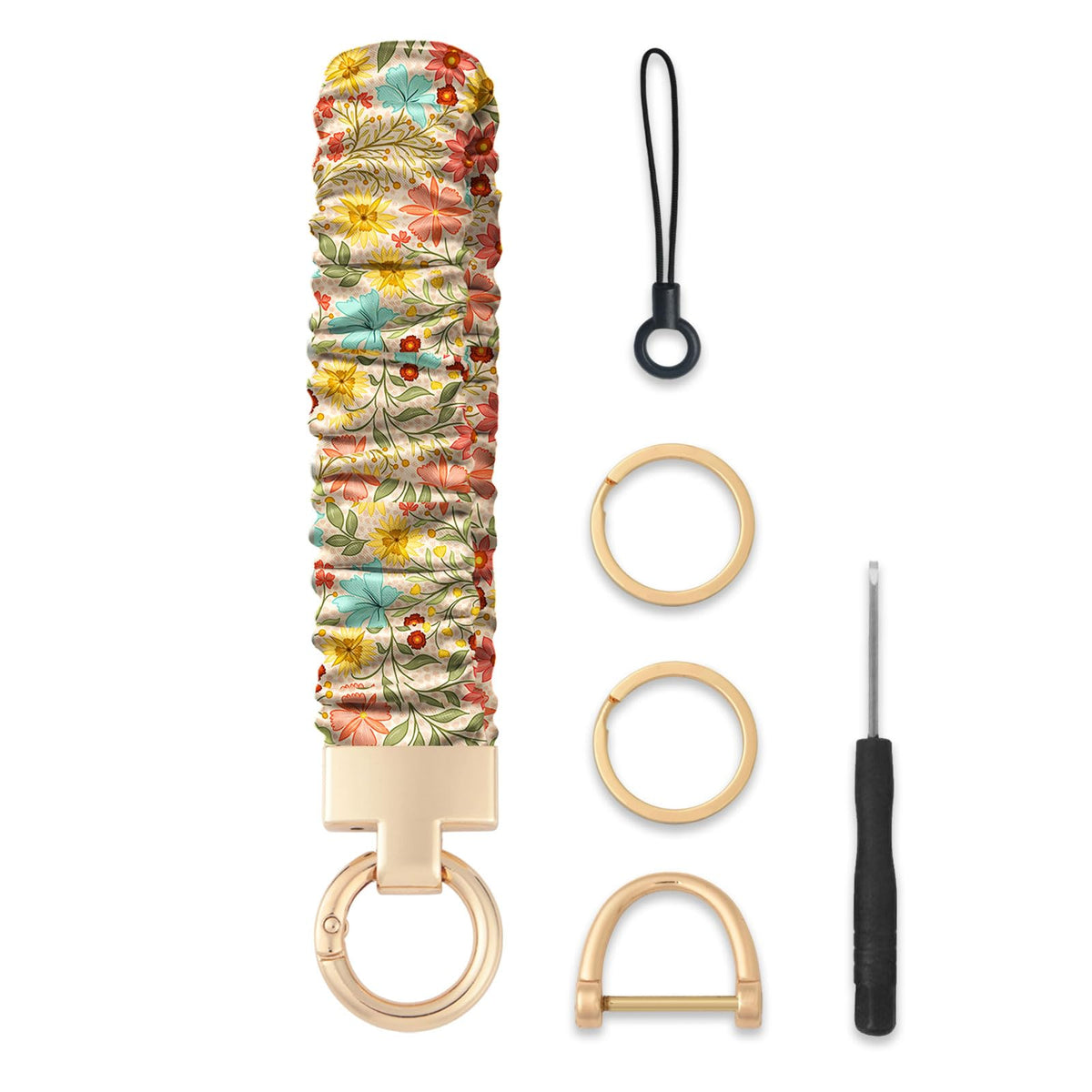 Seorsok Cute Striped Scrunchie Keychain Wristlet,Wristband Car Key Ring