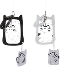 NICENEEDED 2 PCS Kpop Photocard Holder with Cartoon Cat Keychain, Kawaii Silicone White Black ID Holder, Transparent Photo Display Holder for Stationery Office Supplies