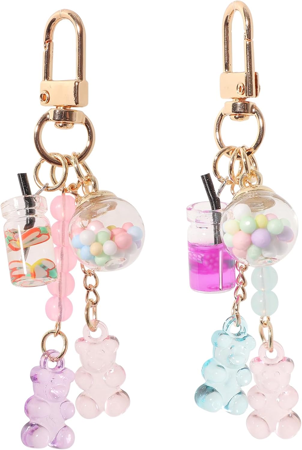 Mikovivi 2pcs Cute Bear Keychain, Resin Macarons Bear Charms Key Chain