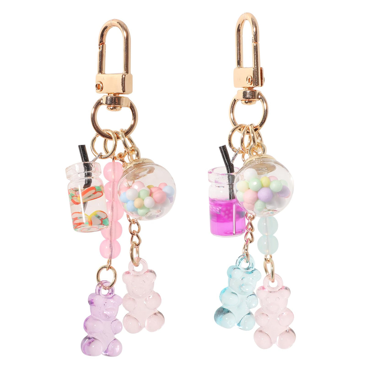 Mikovivi 2pcs Cute Bear Keychain, Resin Macarons Bear Charms Key Chain