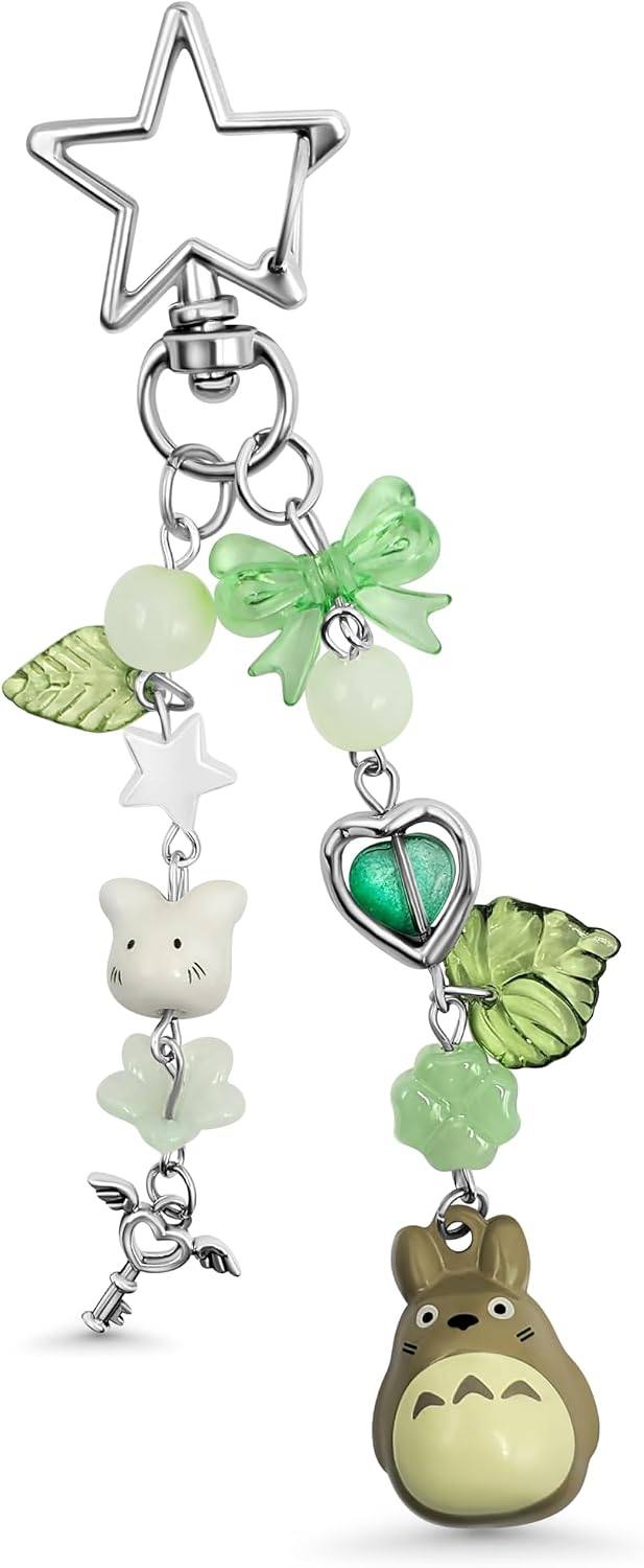 Keychain, Gifts for Animal & Anime Lovers, Y2K Heart Bow Pendant, Women Girls Kawaii Bag Charm