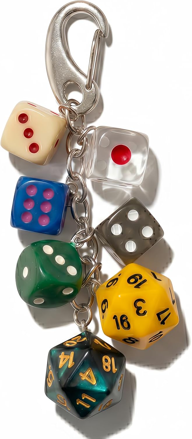 Y2K Aesthetic Dice Keychain for Women & Men, Trendy Bag Charm Gift
