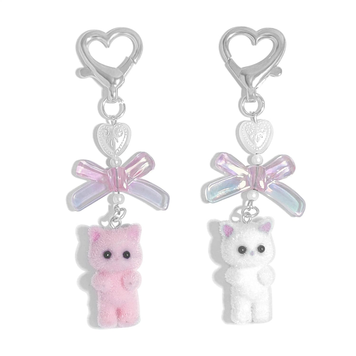 Cute Pink Fuzzy Cat Aesthetic Y2K Stylish Keychains