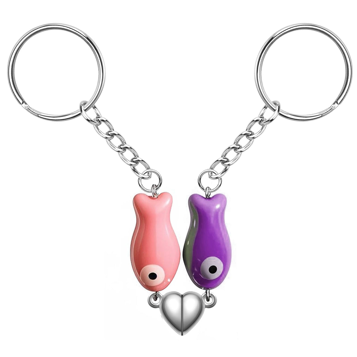 Agromusk Matching Heart Keychain,Cute Ceramic Fish Couples Stuff Keyrings