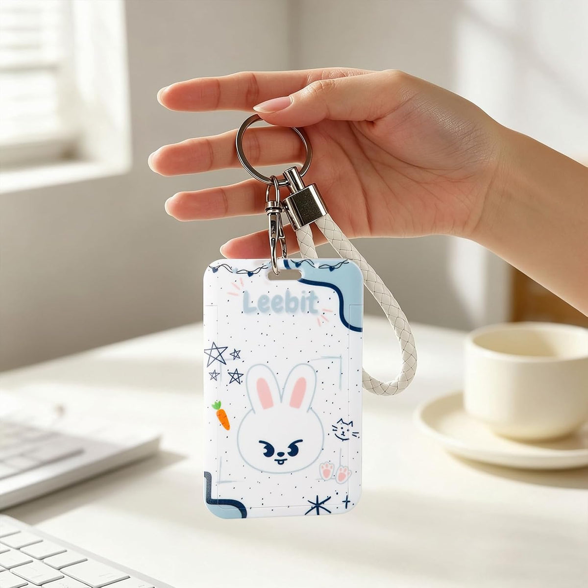 SK-Z Cartoon Photocard Holder with Lanyard, Cute Animal Themed Photocard Holder Keychain Hard Shell Protective Photo Sleeves