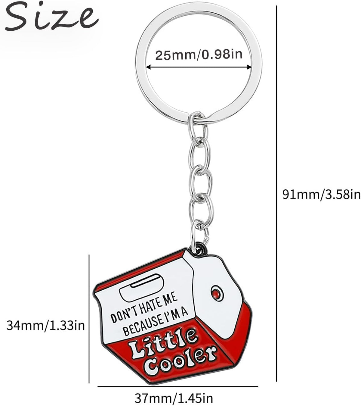 Funny Keychains for Women Men | Cool Metal Enamel Key Holder Key Chain for Purse Bag Accessories, Cute Socially Awkward Keyrings for Car Key | Sturdy Little Keychain for Birthday Gifts (Little Cooler)