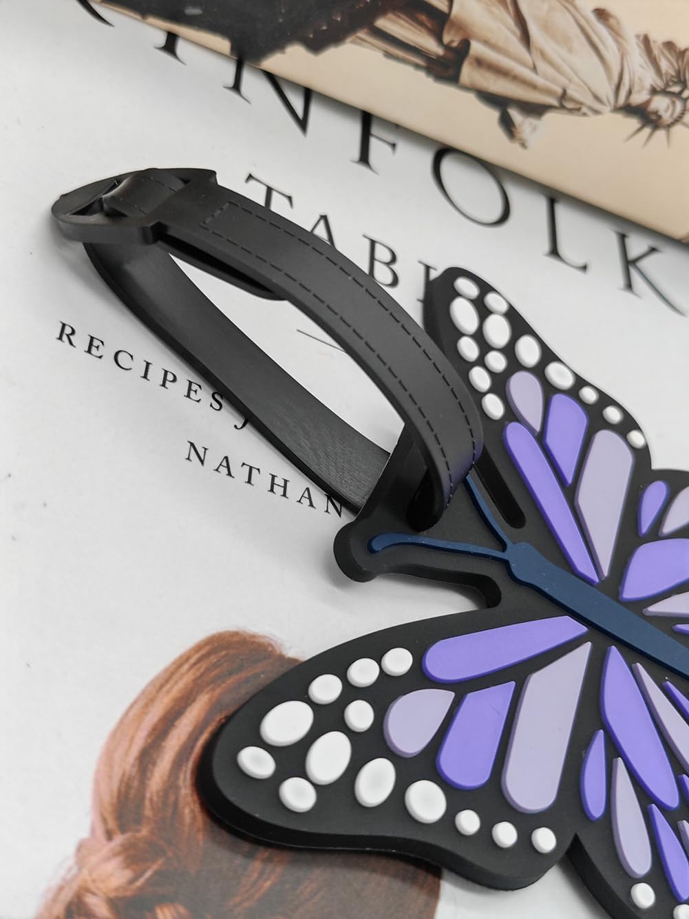 Funny Silicone Luggage Tags Cute Butterfly Travel Bag Identifiers (Purple)