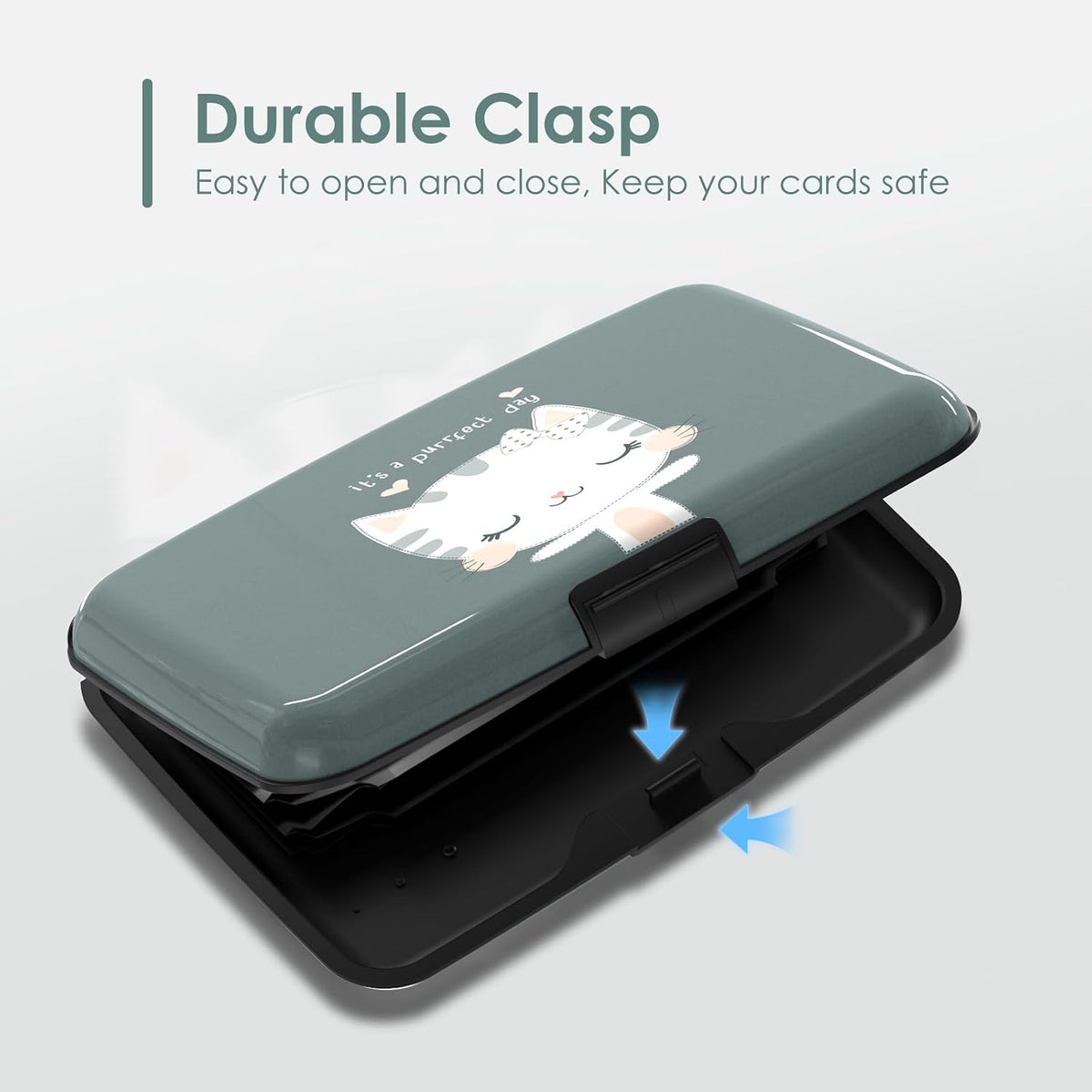 Mini RFID Blocking Credit Card, Cute Cat Wallet Credit Cards Holder Business Card Case Aluminum Metal Travel ID Case for Men Women