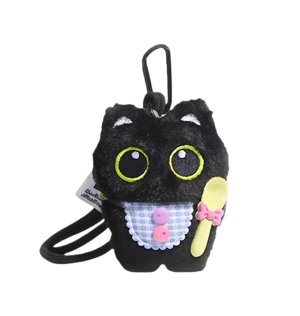 Super Cute Funny Big Eyes Black Cat Lucky Kitty Theme Keychain Good Luck Siamese Key Chain Ring Bag Pendant