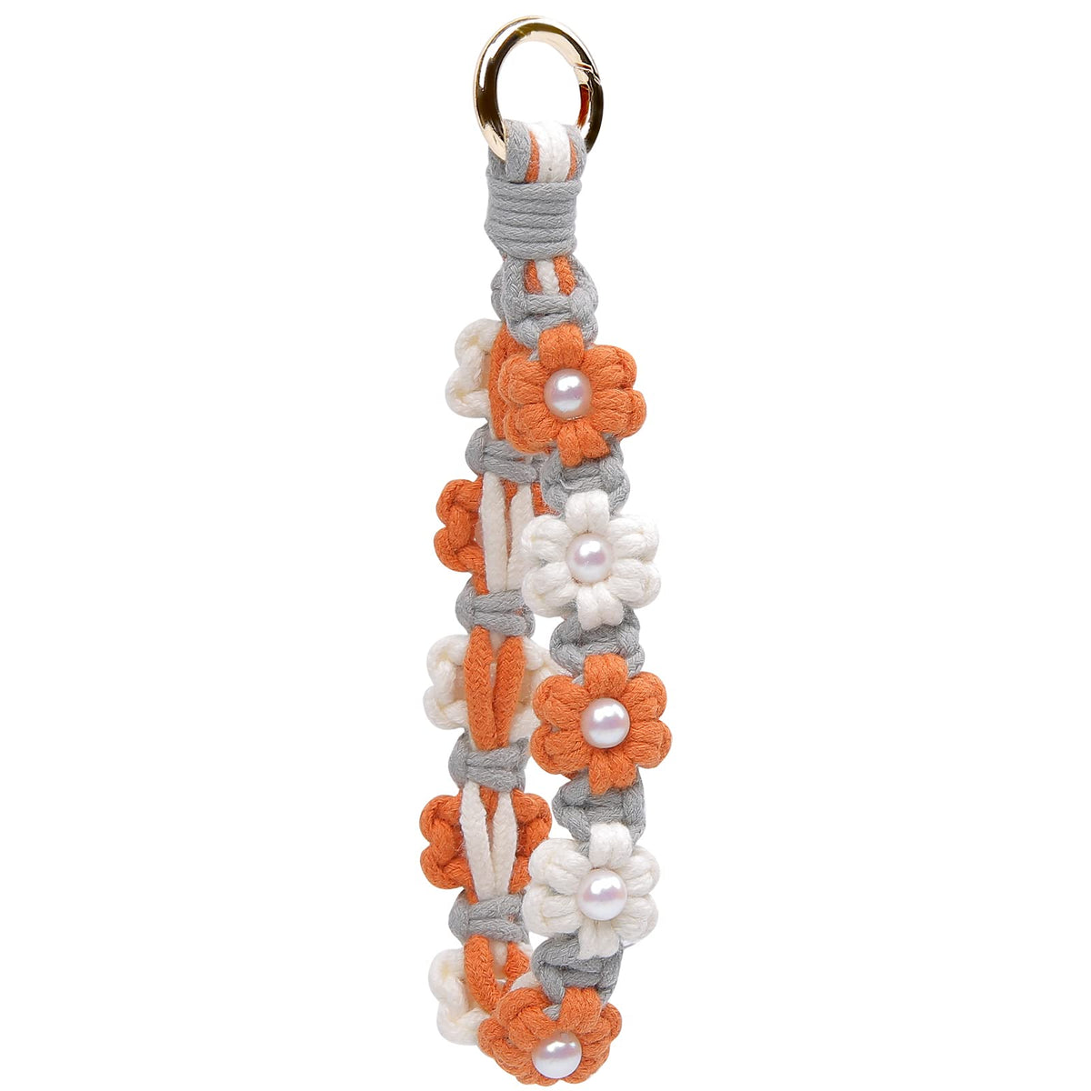 elephtree Boho Macrame Keychain Wristlet Keychain Weave Exquisite Keyring Holder Bracelet Handmade Wrist Lanyard for Women
