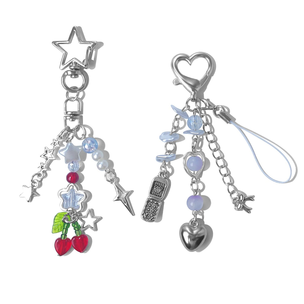 cioatu Cute Keychain Aesthetic Y2K Keychain Accessories Heart Butterfly Strawberry Bear Key Chain for Keys Bags Women Gifts