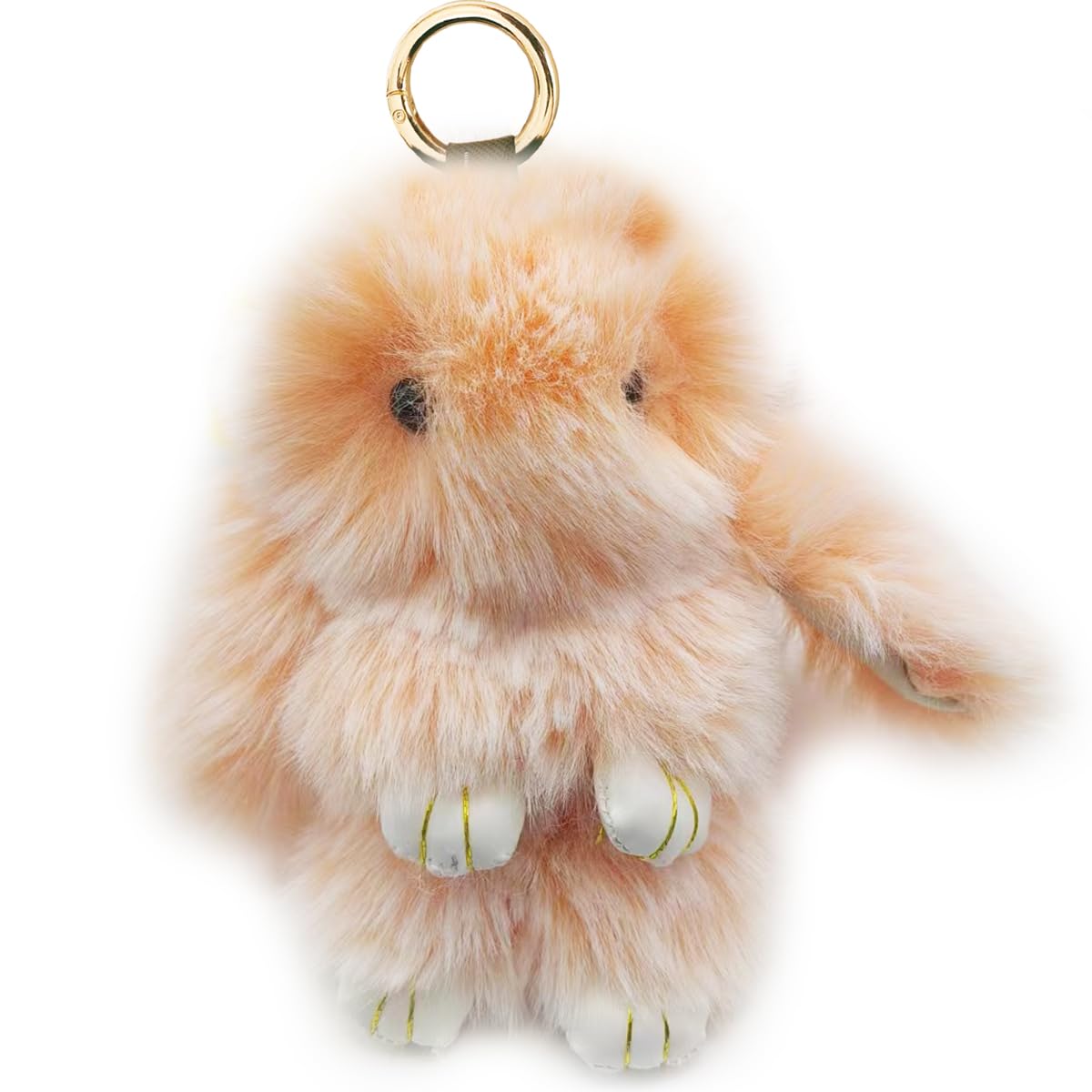 Bunny Keychain Soft Fluffy Rabbit Keychain 7in Handmade Cute Colorful Rabbit Fur Pom Pom Key Rings for Women