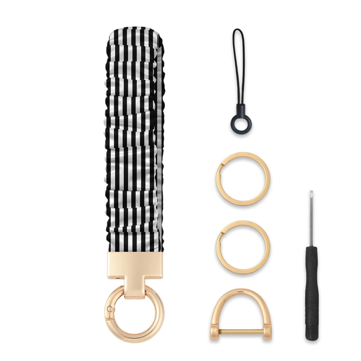 Seorsok Cute Striped Scrunchie Keychain Wristlet,Wristband Car Key Ring
